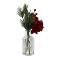 Mainstays Decorative Tabletop Artificial Christmas Red Floral Hydrangea