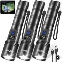 Tughlax High Lumens Rechargeable Flashlights 3 Pack